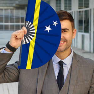 Abanicos Plegables de Bambú con la Bandera de Curazao al por Mayor, Abanico de Mano para Carnaval, Boda, Festival, Fiesta, Agencia de Viajes - Product Image 3