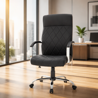 Chaise de bureau ergonomique de direction en cuir PU, dossier haut, inclinable, siège pivotant, hauteur réglable, base en acier chromé