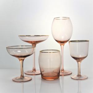 Copas de vino de cristal con borde dorado Vintage de moda, globo sin tallo <span class=keywords><strong>rosa</strong></span>, para regalo de boda - Product Image 6