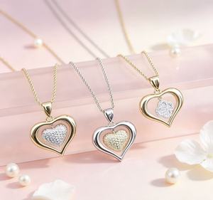 Collar con Colgante de Corazón Abierto Chapado en Oro de 18K, 3 Estilos, Cadena de Cuerda Trenzada con Dije de Corazón, Joyería de Moda para Mujer al por Mayor - Product Image 2