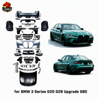 Kit carrosserie en plastique PP pour BMW Série 3 G20 G28, mise à niveau G80 M3, kit large 1:1 avec pare-chocs avant et arrière, phares, kit carrosserie