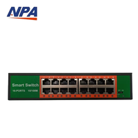 Conmutador de Red ANPA de 16 Puertos 10/100Mbps QoS Apilable 3.2G, Carcasa Metálica, Plug and Play para Cámaras IP, CCTV, NVR, en Stock