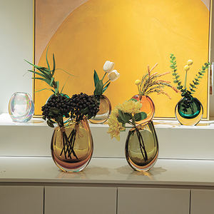 Jarrones de Vidrio Color Ámbar para Mesa de Té, Centro de Mesa Transparente para Decoración del Hogar - Product Image 5