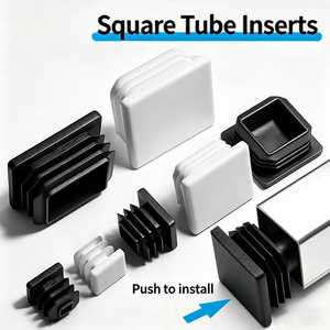 Embouts carrés en plastique pour tubes, bouchons en <span class=keywords><strong>acier</strong></span> inoxydable pour tuyaux, protections pour pieds de meubles, protège-pieds pour tables et chaises - Product Image 2