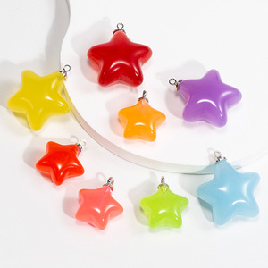 Breloques étoiles en acrylique couleur gelée QY de luxe en gros, pendentifs étoiles pentagrammes 3D pour la fabrication de bijoux, porte-clés et sangles de téléphone DIY - Product Image 5