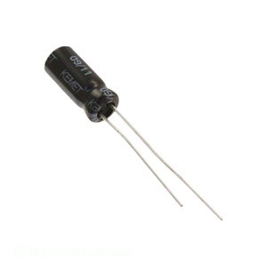 Condensador de canal del fabricante, de orificio pasante, de aluminio, 22uF, 20%, 16V, radial TH, 22 uF, ESH226M016AC3AA - Product Image 1