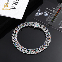 Bracelet chaîne cubaine multicolore en argent sterling 925 NUOYA avec fermoir diamanté pour homme, bijoux de luxe en moissanite