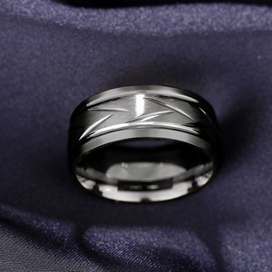 Anello da uomo in tungsteno con motivo geometrico, design minimalista, modello DJ089 - Product Image 4