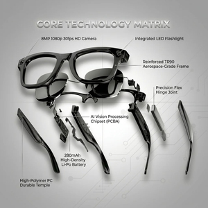 Gafas Inteligentes SANVNET Edición Skin-feel GS4 MAX 2026, Gafas <span class=keywords><strong>de</strong></span> Sol con Cámara POV, Video HD 1080P GPT, <span class=keywords><strong>Voz</strong></span> AI, Traducción a Más <span class=keywords><strong>de</strong></span> 27 <span class=keywords><strong>Idiomas</strong></span> - Product Image 4
