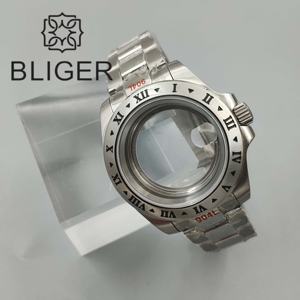 Bliger Explore <span class=keywords><strong>Master</strong></span> 41mm caja de reloj de acero inoxidable de lujo pantalla <span class=keywords><strong>GMT</strong></span> de cristal resistente al agua 904L pulsera NH34NH35NH36 parte reloj - Product Image 4