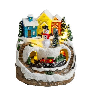 Décorations de Noël en <span class=keywords><strong>sapin</strong></span> de pin, <span class=keywords><strong>train</strong></span> rotatif lumineux, boîte à musique, arbre de Noël, bonhomme de neige, ornement de bureau, cadeau de Noël - Product Image 3
