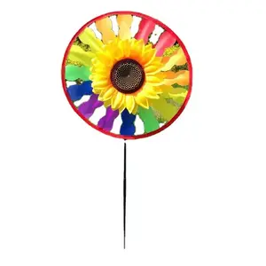 Rotating disc Hot sale rotating disc sunflower windmill colourful children fabric toys outdoor garden decoration wholesale
