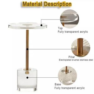 أثاث غرفة المعيشة, أثاث غرفة المعيشة الفاخرة ديكور دائري صغير عصري منخفض واضح الاكريليك القهوة صغيرة الجانب أكسنت الجدول - Product Image 5
