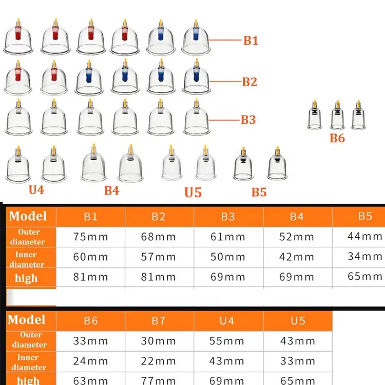 AS PS Series B bicchieri singoli in plastica Hijama sottovuoto massaggio del sangue umido coppettazione terapia coppette Hijama