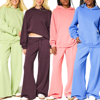 Ensemble de survêtement pour femme OEM ODM, vêtements de sport, coupe oversize, sweat à capuche avec poche avant, pantalon large, respirant, ensemble deux pièces fabriqué en usine