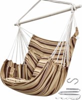 Fauteuil suspendu pliant portable avec barre de maintien, siège balançoire en coton avec coussins pour intérieur, extérieur, patio, jardin