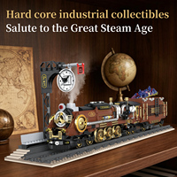 Tren Eléctrico Creativo con Motor de Vapor, Vehículo de Transporte, Bloques de Construcción MOC, Juguete de Ensamblaje para Niños de 5 a 7 Años, Plástico