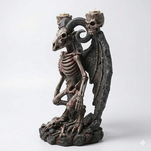 Portavelas de Resina con Forma de <span class=keywords><strong>Esqueleto</strong></span> de <span class=keywords><strong>Cabra</strong></span>, Estatua Gótica de <span class=keywords><strong>Esqueleto</strong></span> para Halloween, Escultura Hecha a Medida, Decoración para el Hogar, Adorno de Mesa - Product Image 4
