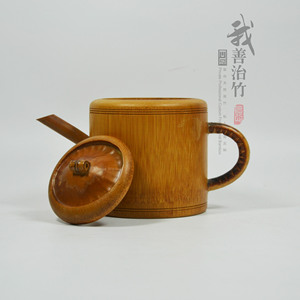 Bamboo Teapot Cylinder Coffee Brown With Lid Handle Kung Fu <b>Tea</b> <b>Set</b> Afternoon <b>Tea</b> Display Collectible JZT 002 - Product Image 2