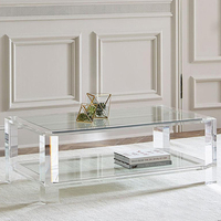 Rectangle moderne de luxe acrylique Transparent verre Topper fait à la main Table basse meubles de salon décoratifs pour la maison