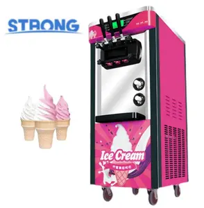 BJ218SE mesin pembuat es krim lembut, peralatan mesin penjual es krim tiga rasa 28 liter untuk penjualan bisnis