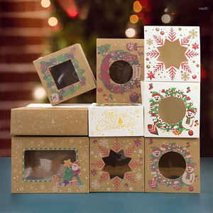 Boîte à Cupcake de Noël individuelle avec fenêtre Mini coffrets cadeaux de vacances pour ornement emballage de bombes de cacao pour la faveur de fête d'hiver - Product Image 2