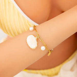 Ocean Series Charm <b>Bracelet</b> With Natural Seashell Pendant 18K Gold Plated Women's Jewelry Gift Fashion Accessory - Product Image 4