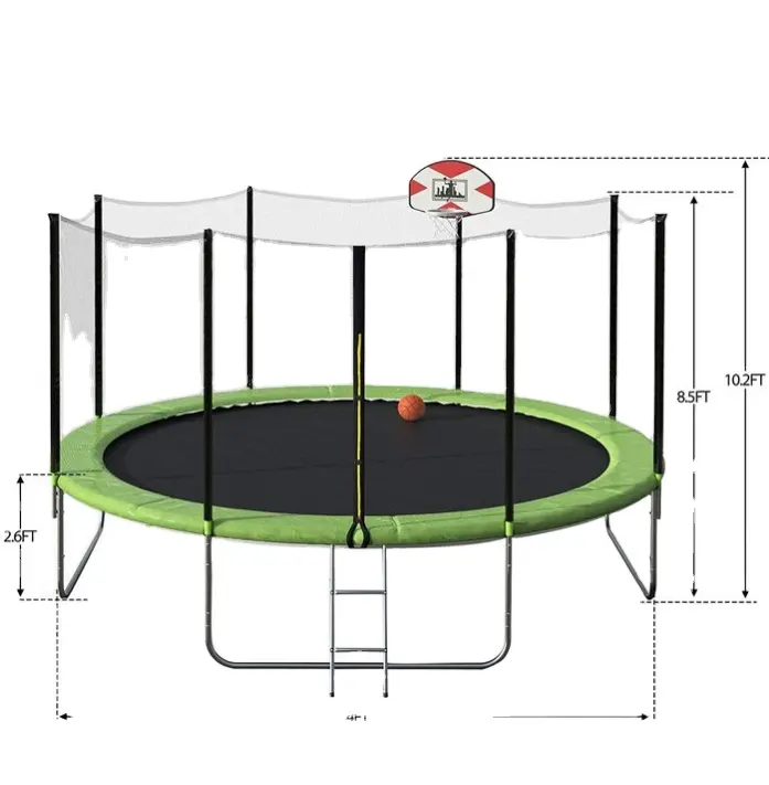 Trampolino classico da 12 piedi (366cm) e rete di sicurezza con scala