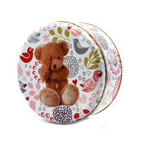 Boîte en fer blanc à biscuits ronde de qualité alimentaire personnalisée Conteneur d'emballage de biscuits en métal avec couvercle Boîtes cadeaux de stockage décoratives pour bonbons
