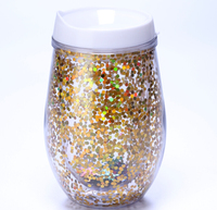 Sans Bpa usine personnalisée en plastique à double paroi en forme d'oeuf gobelet avec de la paille, paille à boire tasse