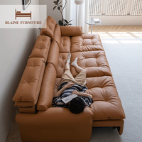 Hochwertige Luxus-Wohnzimmer möbel I-Form bewegliche Couch Set Minimalist ische Leders ofa Set Schnitts ofa