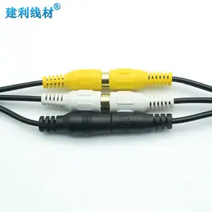 4Pin laki-laki ke perempuan RCA & perempuan DC, untuk kompatibilitas yang ditingkatkan, kabel adaptor untuk konversi kamera mobil ke truk