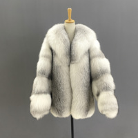 Veste courte en fourrure de renard bleu de qualité supérieure - Manteau d'hiver en fourrure pour femmes de qualité export