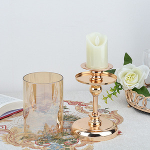 Decoración del hogar Sala de estar Portavelas para velas Centros DE MESA DE BODA Candelabros de metal dorado - Product Image 2