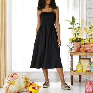 Vestido Midi Vintage para Mujer, Sin Mangas, Corte en A, Algodón, Casual, para Uso Diario de Verano - Product Image 3