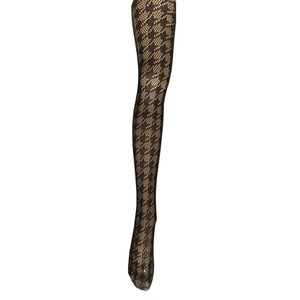 Women's Black Houndstooth Pattern Fishnet Stockings Ultra Thin 0D Nylon Transparent Pantyhose For Youth Fashionable Sexy Style - Product Image 5
