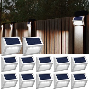 <b>Solar</b> Stainless Steel 3 LED Outdoor Wall Lamp <b>For</b> <b>Deck</b> Fence Stair <b>Lighting</b> Waterproof Light With <b>Solar</b> Panel - Product Image 5