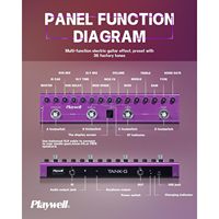 Pédale de guitare électrique numérique Playwell TANK-G en ABS avec 36 préréglages modifiables Chorus Delay Reverb MOD IR Effects