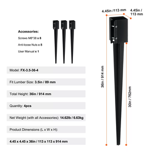 बाड़ के बाद बाड़ एंकर ग्राउंड स्पाइक भारी शुल्क काले पाउडर लेपित बाड़ हिस्सेदारी मेलबॉक्स बेस मेटल बाहरी पोस्ट एंकर - Product Image 3