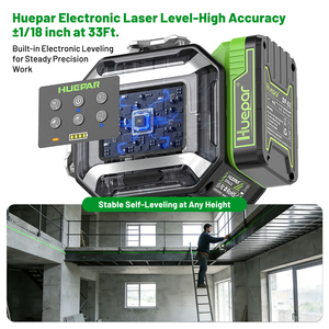 <span class=keywords><strong>Nivel</strong></span> Láser <span class=keywords><strong>Huepar</strong></span> DP04CG-BT 4D 360, Autonivelante Electrónico, Ajuste de Brillo, Indicadores LED, Kit - Product Image 2