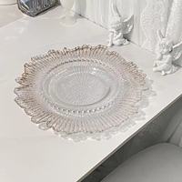 Assiettes de Présentation Écologiques Transparentes en Plastique Effet Récif, Style Vintage Argent et Or, pour Mariages et Dîners, MOQ 100 pièces