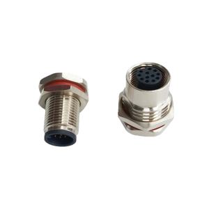 Connecteur d'alimentation à bride mâle/femelle 12 broches/12 cœurs, série M12, boîtier en acier inoxydable étanche IP67, contact en cuivre - Product Image 6