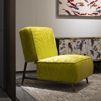 Fauteuil lounge sans accoudoirs, rembourré, avec tissu texturé et pieds en métal, pour projets de halls d'hôtel et de chambres d'hôtes