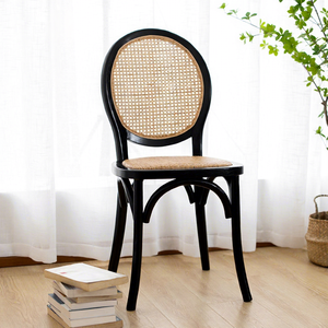 Chaise en osier, style nordique, vintage, minimaliste, pastoral, campagnard, en bois massif, chaises de salle à manger mobiles pour la maison, <span class=keywords><strong>restaurant</strong></span>/café - Product Image 2