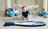 Karpet Bulu Halus Polyester Berumbai Anti-Slip Motif Kartun Dekoratif untuk Kamar Anak dengan Insulasi Termal