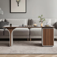 Ensemble de tables basses modernes de luxe en bois massif avec rangement, portables, écologiques, couleurs personnalisables pour salons de maison et d'hôtel