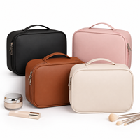 Nouvelle Trousse de Maquillage Portable Grande Capacité en PU avec Fermeture Éclair, Sac de Voyage pour Pinceaux et Cosmétiques