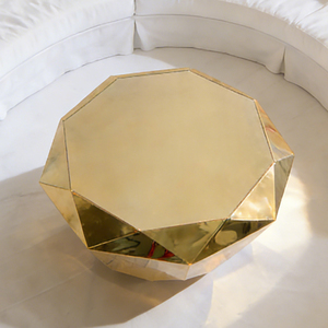 <span class=keywords><strong>Table</strong></span> basse de style moderne en métal décorée de diamants de luxe à surface miroir pour événement de mariage - Product Image 2