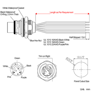 M19 3 + 2pin tự khóa kết nối không thấm nước IP67 nhà máy trong nhà đèn 300V 15A tùy chỉnh Cáp LED chiếu sáng điện cắm - Product Image 2