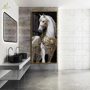 Pabrik grosir Bingkai Nordic dekorasi rumah mewah modern lampu LED kristal porselen 5d berlian kuda gambar seni dinding - Product Image 6